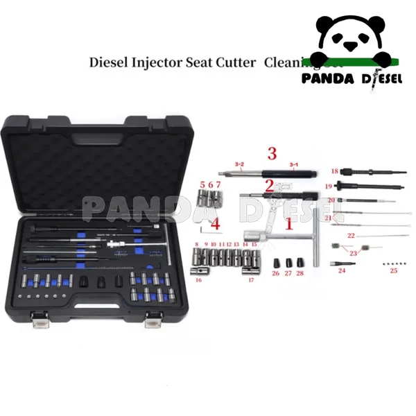 whole set durable diesel injector seat cutter and cleaning repair tools kit 28pcs manufacturer
